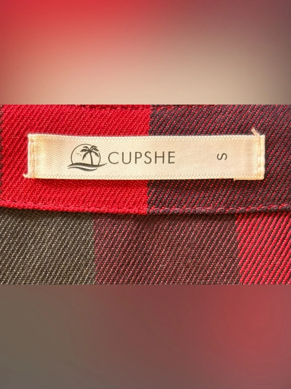 🌸 Cupshe Buffalo Plaid Flannel-Style Mini Shirt Dress Size Small